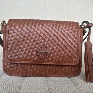 Tory Burch Brown Woven Crossbody Bag